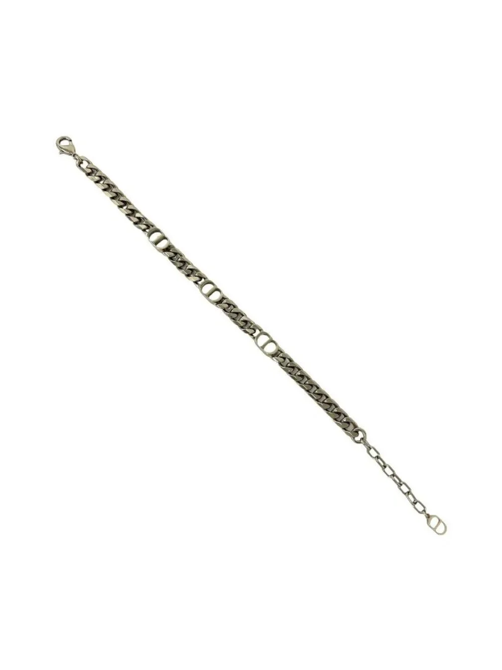 Dior CD Logo Motif Plated Chain Bracelet Bangle Silver - Picture 5 of 5